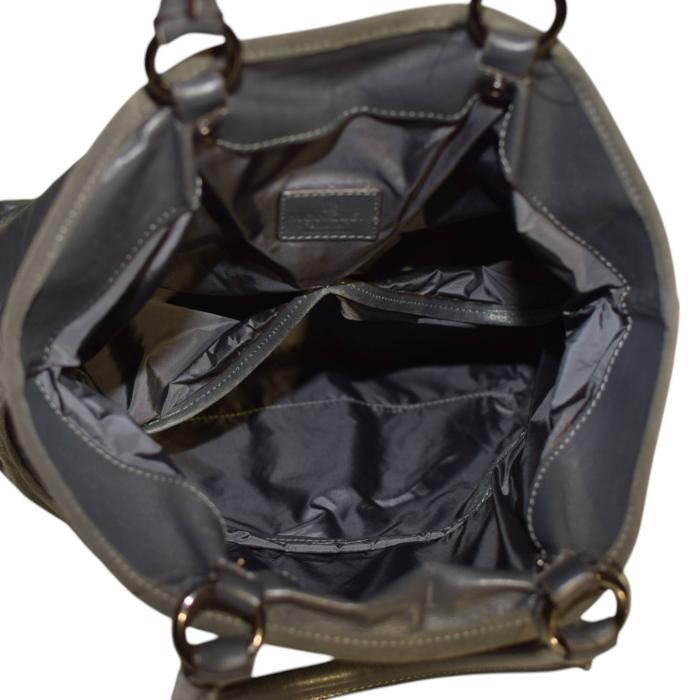 Moncler A Porter Gray Leather Suede Tote Handbag Shoulder bag