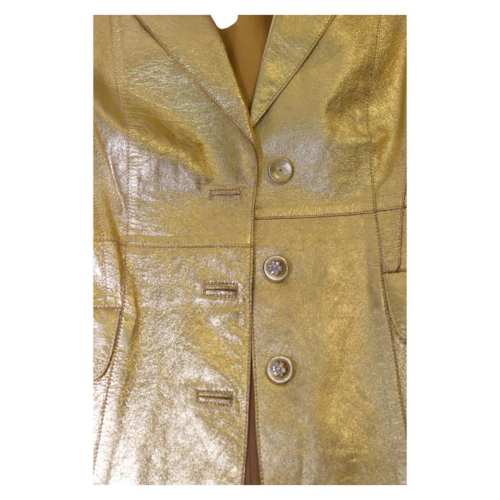 Moschino Cheap & Chic Gold Leather Three Button Blazer Jacket size 44