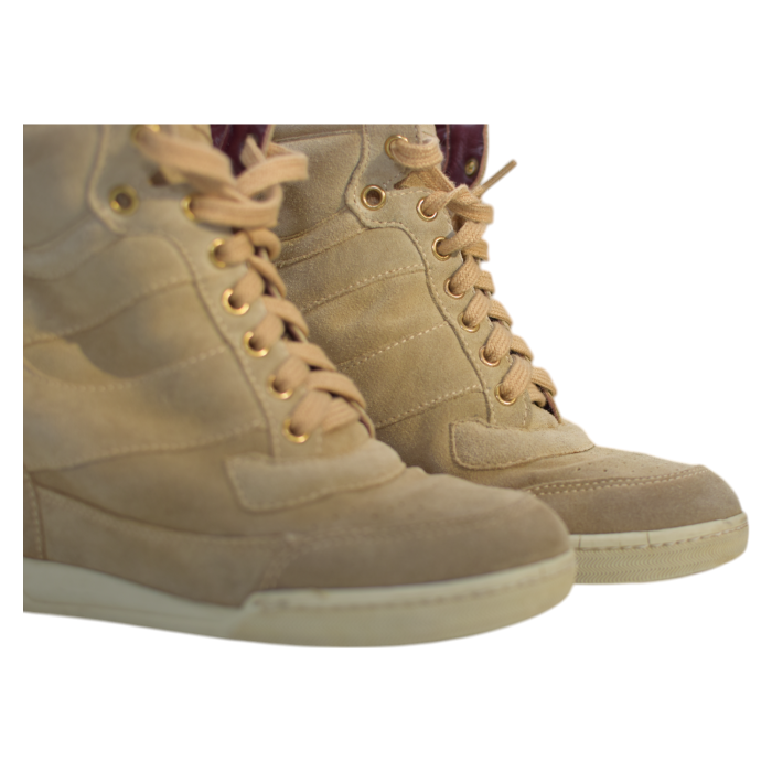 Marc Jacobs Beige Suede High-Top Sneakers Wedge Trainers Shoes size 37