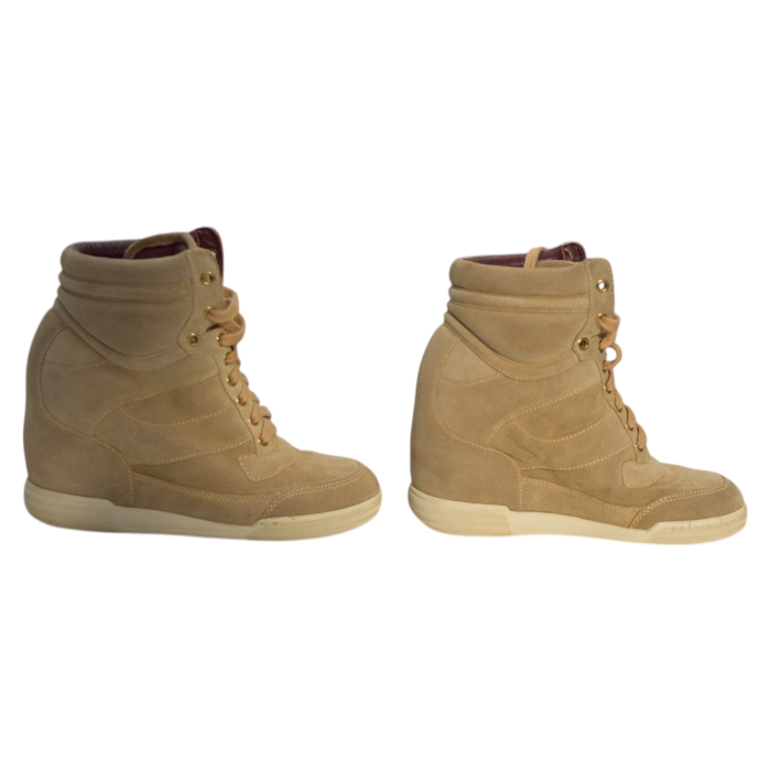 Marc Jacobs Beige Suede High-Top Sneakers Wedge Trainers Shoes size 37