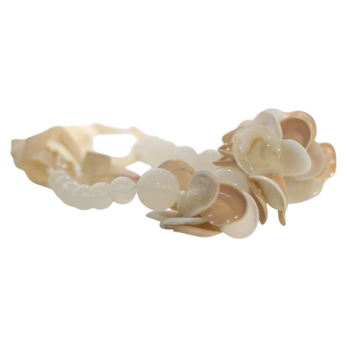 Parosh P.A.R.O.S.H. Beige Cream Clear Raisin Petals Beads Necklace