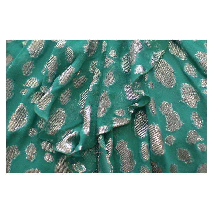 Jay Ahr Turquoise Silver Strapless Silk Mini Length Draped Dress size M