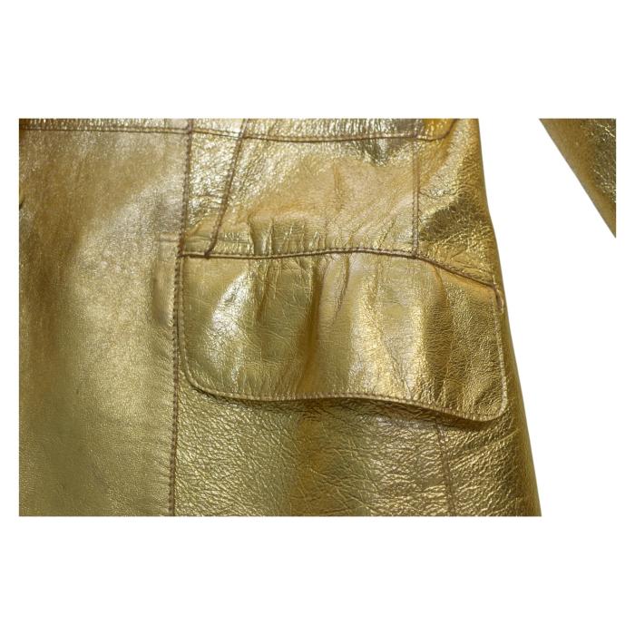 Moschino Cheap & Chic Gold Leather Three Button Blazer Jacket size 44