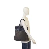Moncler A Porter Gray Leather Suede Tote Handbag Shoulder bag