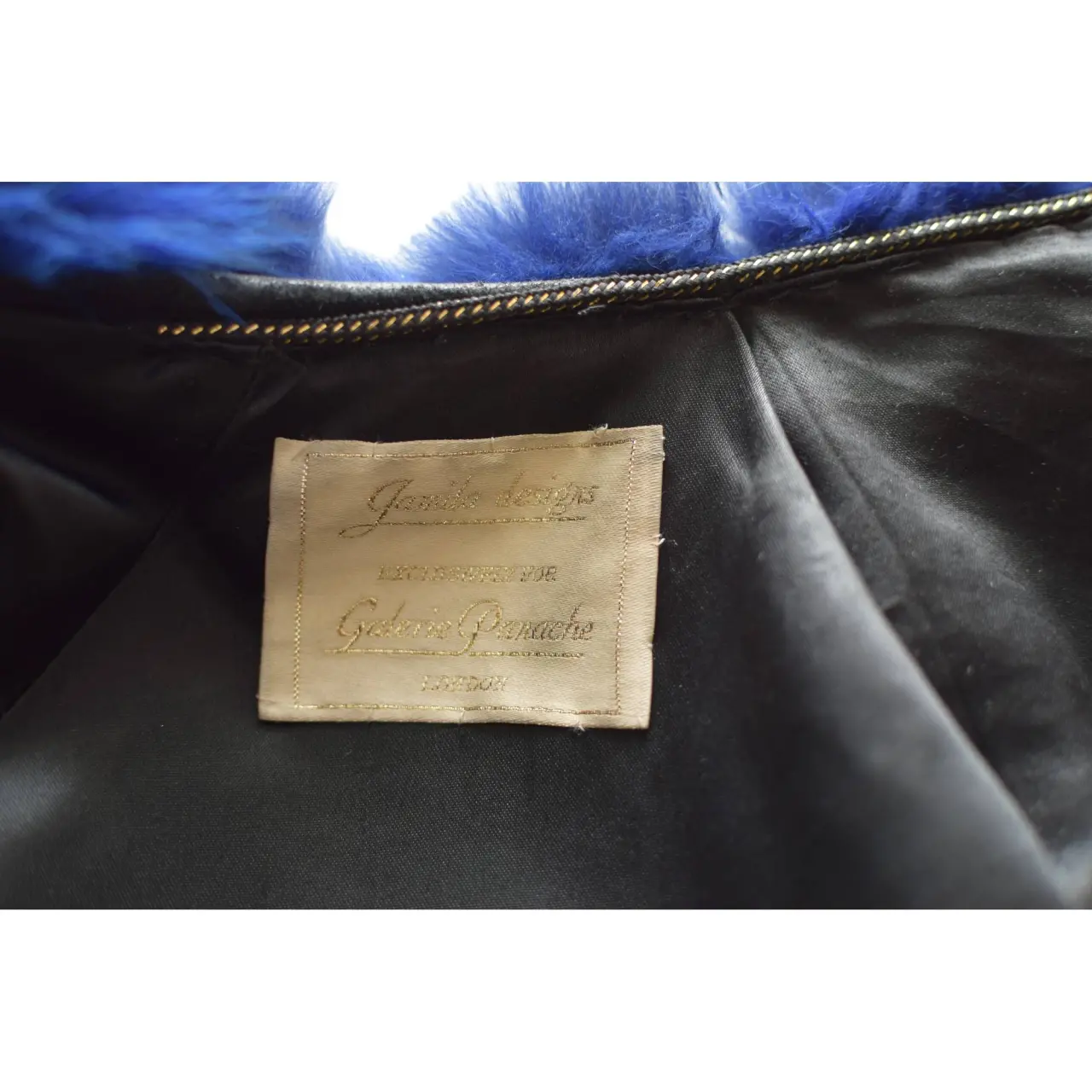 Sam Rone Paris Electric Blue Fur Collarless Jacket Coat size M