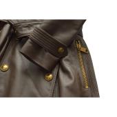 Burberry brown womans mid length leather jacket coat with gold hrdw US 6, IT 40