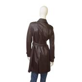 Burberry brown womans mid length leather jacket coat with gold hrdw US 6, IT 40