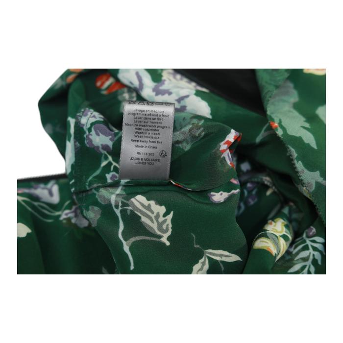 Zadig & Voltaire Jim Print 100%Silk Green Floral Layered Mini Skirt Size 34