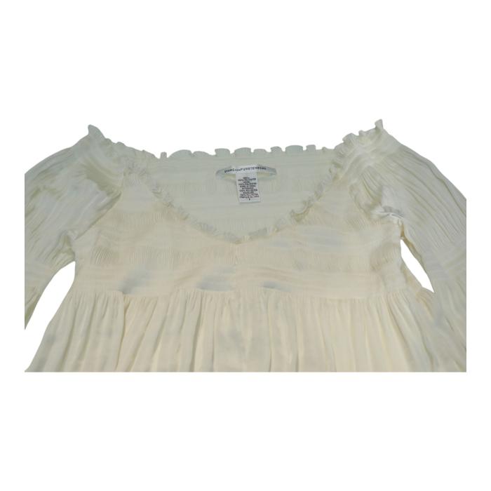 Diane Von Furstenberg DVF Fantasia Ivory Pleated Blouse Tunic Top size 6
