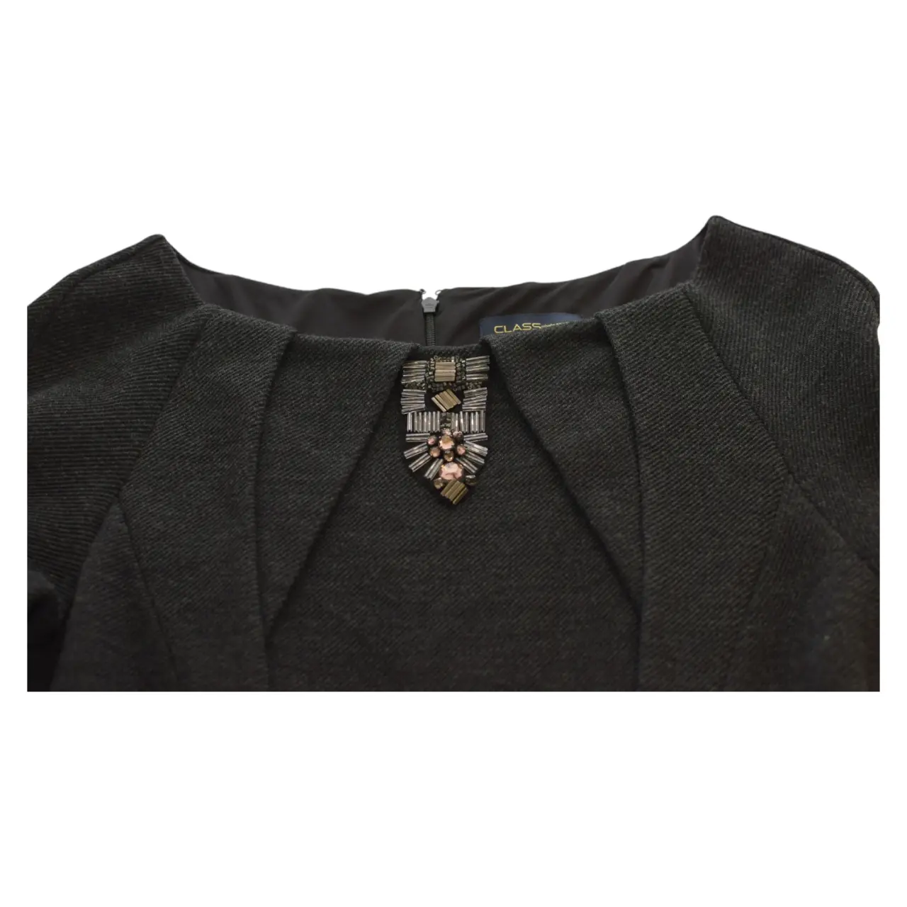 Class Roberto Cavalli Anthracite Gray Wool Long Sleeve Knee