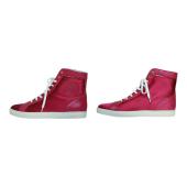 Versace Fuchsia Satin & Leather Medusa Sneakers High Top Sneaker size 41 Shoes