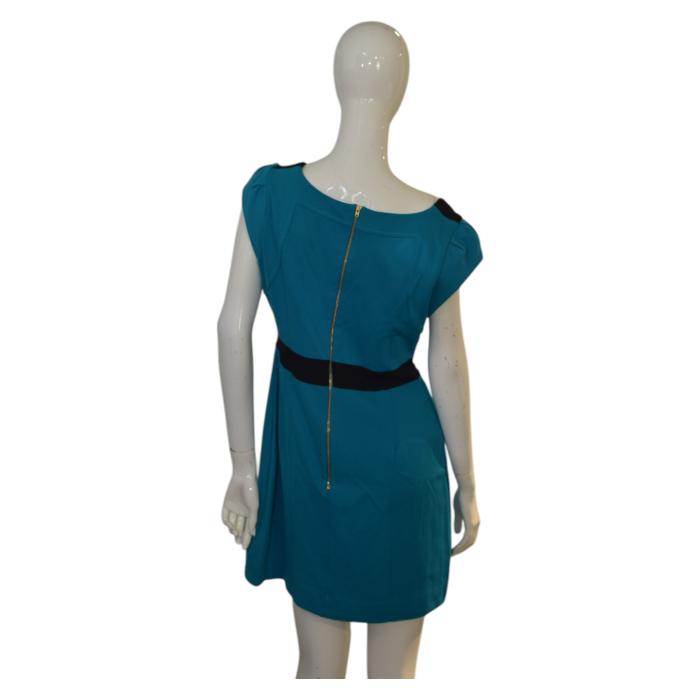 French Connection Blue Black Cap Sleeves Viscose Mini Dress size 12