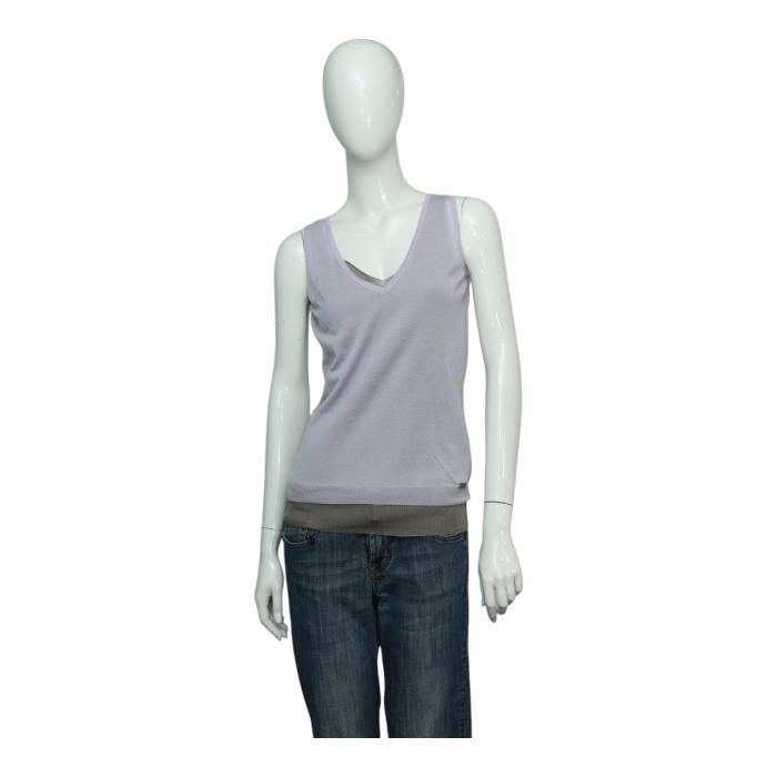 Gucci  Sleeveless Two-Piece 100% Cashmere Sweater V-neck Cami Top in Lilac and Tan size XS