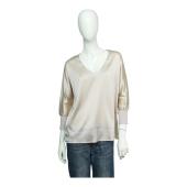 Falconeri Beige Silk V Neckline 3/4 Sleeves Blouse Top size S, New