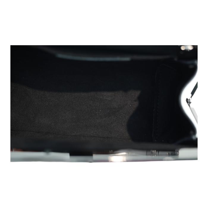 Black  Leather Snake Pattern Frame Clutch Evening Bag Handbag