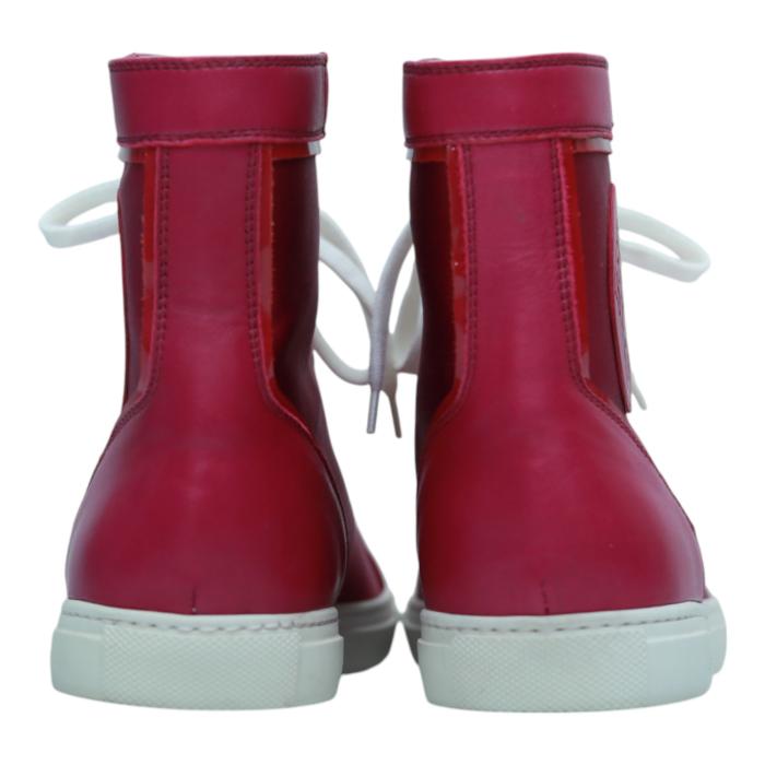 Versace Fuchsia Satin & Leather Medusa Sneakers High Top Sneaker size 41 Shoes