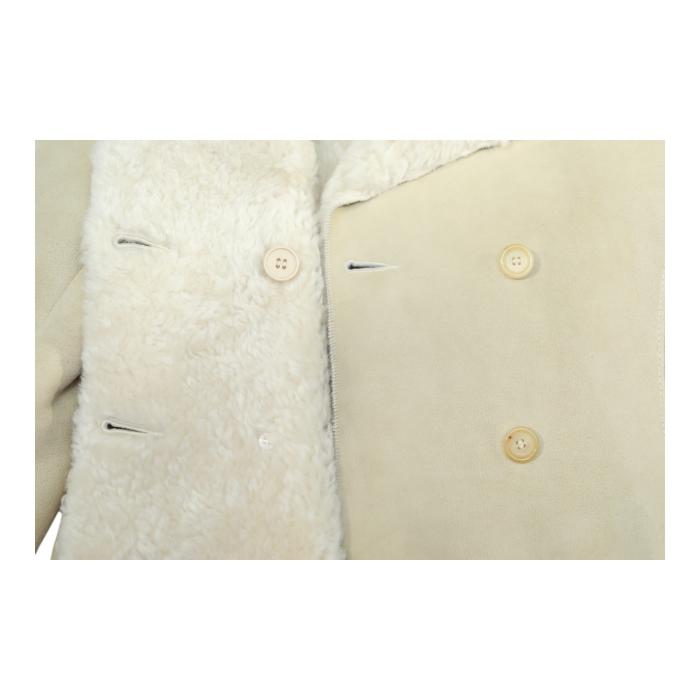 Nicole Farhi Beige Sheepskin Double Breasted Short Jacket Coat size UK 10