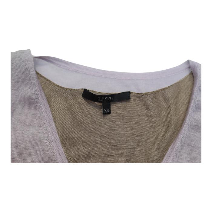 Gucci  Sleeveless Two-Piece 100% Cashmere Sweater V-neck Cami Top in Lilac and Tan size XS
