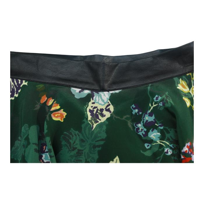 Zadig & Voltaire Jim Print 100%Silk Green Floral Layered Mini Skirt Size 34