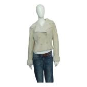 Nicole Farhi Beige Sheepskin Double Breasted Short Jacket Coat size UK 10