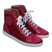 Versace Fuchsia Satin & Leather Medusa Sneakers High Top Sneaker size 41 Shoes