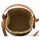 Nico Giani Tan Brown Leather Bucket Drawstring Handbag Adjustable Shoulder bag
