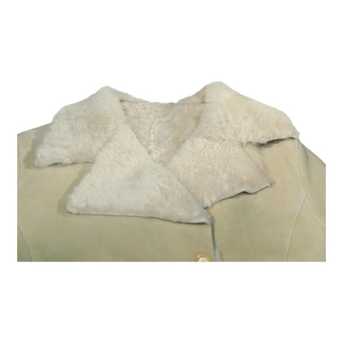 Nicole Farhi Beige Sheepskin Double Breasted Short Jacket Coat size UK 10