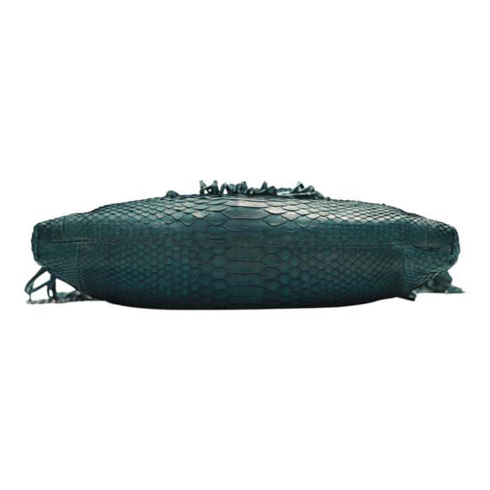 Wings Green Snakeskin Leather Fringes Chain Strap Shoulder Bag Handbag