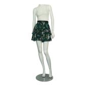 Zadig & Voltaire Jim Print 100%Silk Green Floral Layered Mini Skirt Size 34