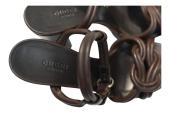 GUCCI Brown Leather Knot design Open Toe Sandals High Heels Shoes 37