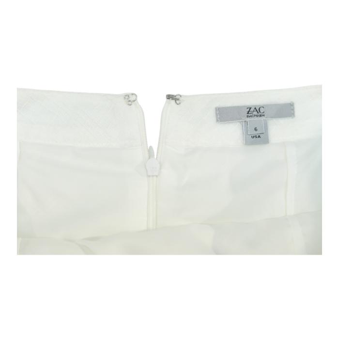 Zac Posen White Check Pattern Cotton Blend Layered Calf Length Skirt Size 6