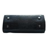 Black  Leather Snake Pattern Frame Clutch Evening Bag Handbag