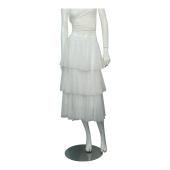 Zac Posen White Check Pattern Cotton Blend Layered Calf Length Skirt Size 6