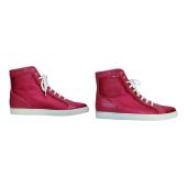 Versace Fuchsia Satin & Leather Medusa Sneakers High Top Sneaker size 41 Shoes