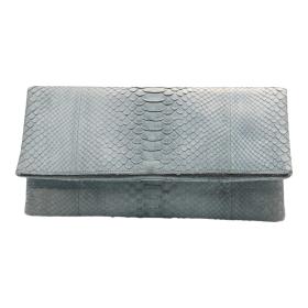 Wings Envelope XL Dove Gray  Snakeskin Leather Fold Over Clutch Bag Handbag
