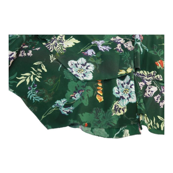 Zadig & Voltaire Jim Print 100%Silk Green Floral Layered Mini Skirt Size 34