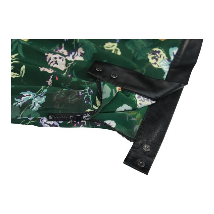 Zadig & Voltaire Jim Print 100%Silk Green Floral Layered Mini Skirt Size 34