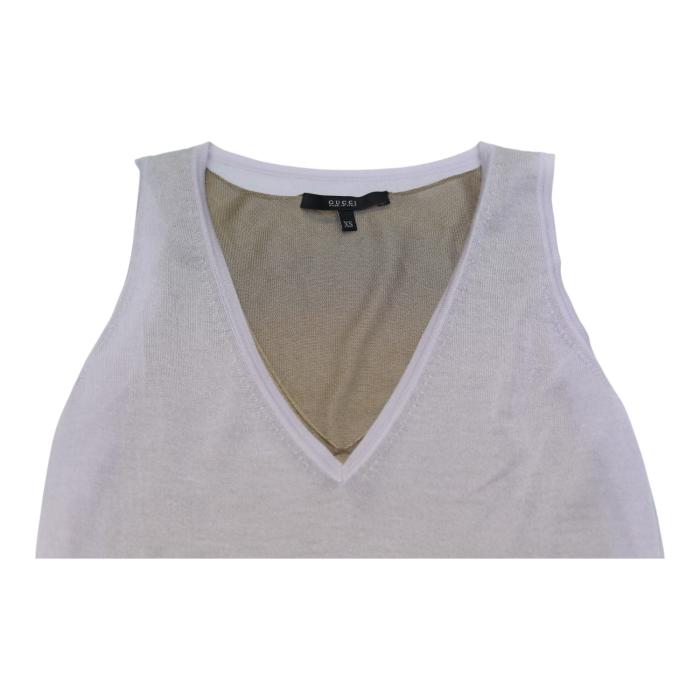 Gucci  Sleeveless Two-Piece 100% Cashmere Sweater V-neck Cami Top in Lilac and Tan size XS