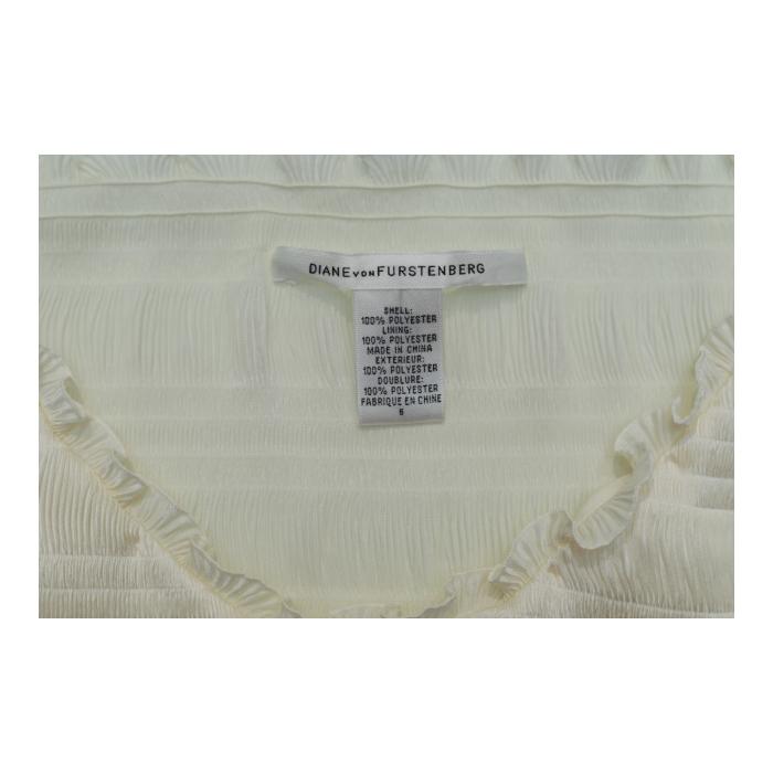 Diane Von Furstenberg DVF Fantasia Ivory Pleated Blouse Tunic Top size 6