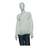 Diane Von Furstenberg DVF Fantasia Ivory Pleated Blouse Tunic Top size 6