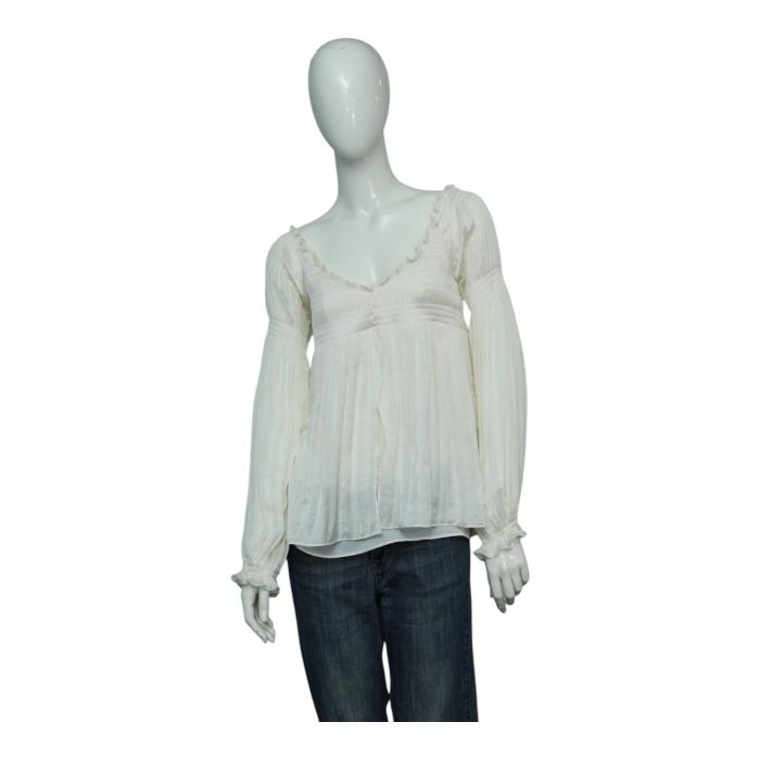 Diane Von Furstenberg DVF Fantasia Ivory Pleated Blouse Tunic Top size 6