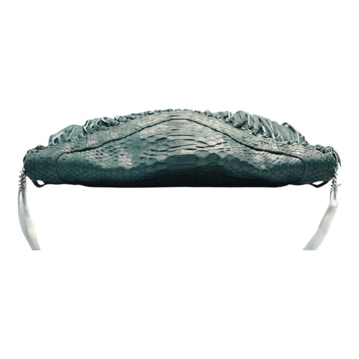 Wings Green Snakeskin Leather Fringes Chain Strap Shoulder Bag Handbag
