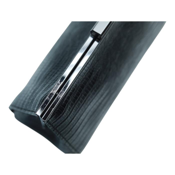 Black  Leather Snake Pattern Frame Clutch Evening Bag Handbag