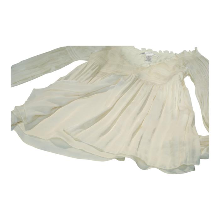 Diane Von Furstenberg DVF Fantasia Ivory Pleated Blouse Tunic Top size 6