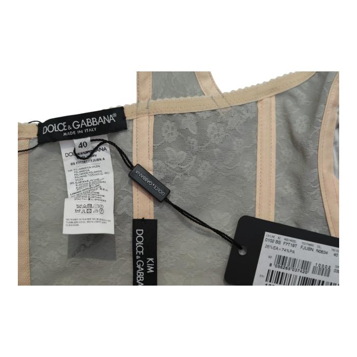 Dolce & Gabbana X Kim Gray Jacquard Corset Crop Bustier 1997 Top size 40