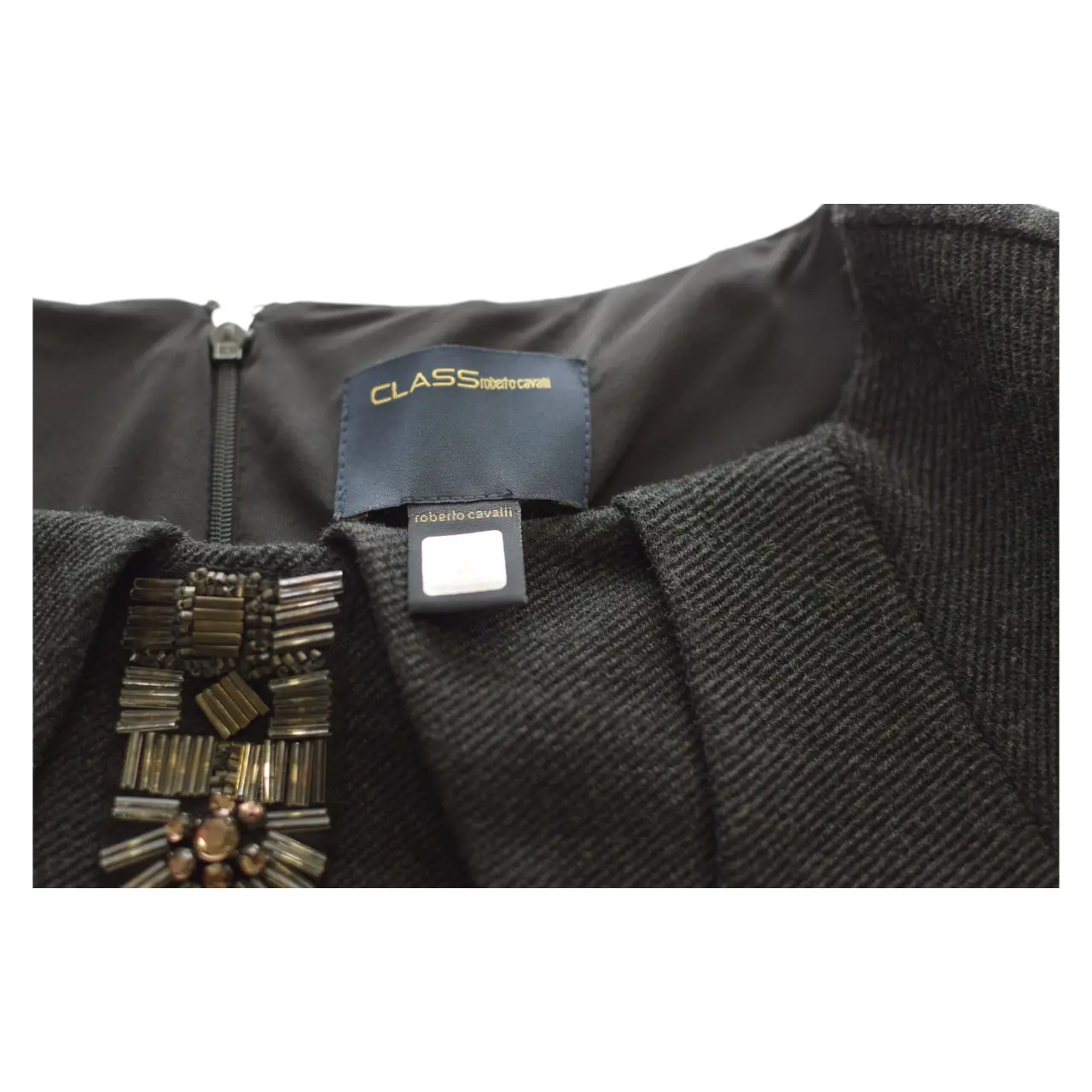 Class Roberto Cavalli Anthracite Gray Wool Long Sleeve Knee