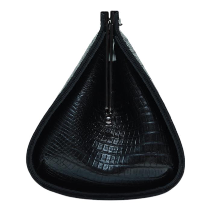 Black  Leather Snake Pattern Frame Clutch Evening Bag Handbag