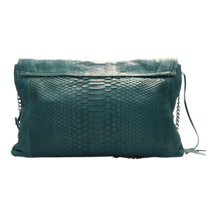 Wings Green Snakeskin Leather Fringes Chain Strap Shoulder Bag Handbag