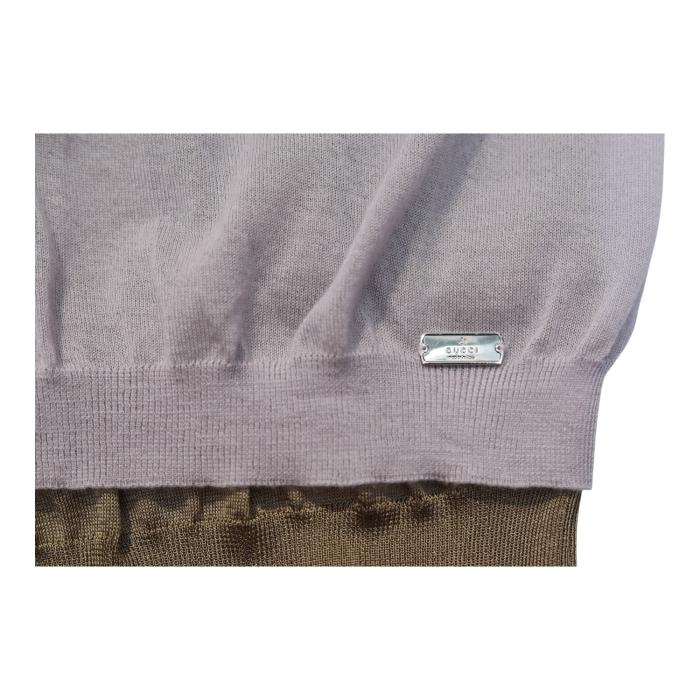 Gucci  Sleeveless Two-Piece 100% Cashmere Sweater V-neck Cami Top in Lilac and Tan size XS