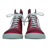 Versace Fuchsia Satin & Leather Medusa Sneakers High Top Sneaker size 41 Shoes